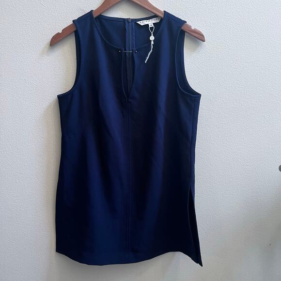Trina Turk Midnight Blue Side Slits Blouse Sleeveless Tops Women's Size 6 NWT - Picture 1 of 5